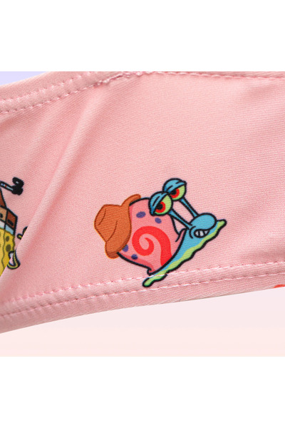 NİCKELODEON Sünger Bob Kare Pantolon Baskılı Pembe Sarı Bikini Takımı 11-12 Yaş