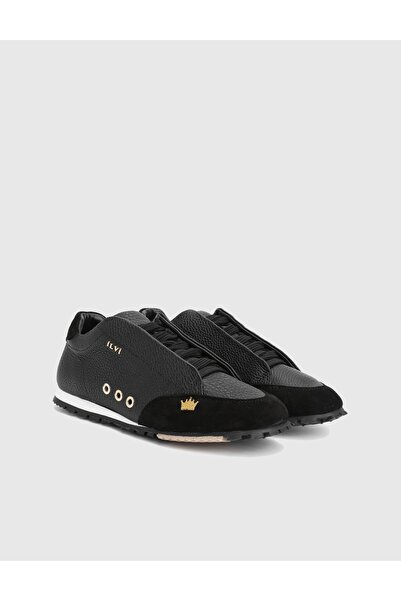İLVİ Calisto Genuine Floter Leather Suede Black Women's Sports Shoes