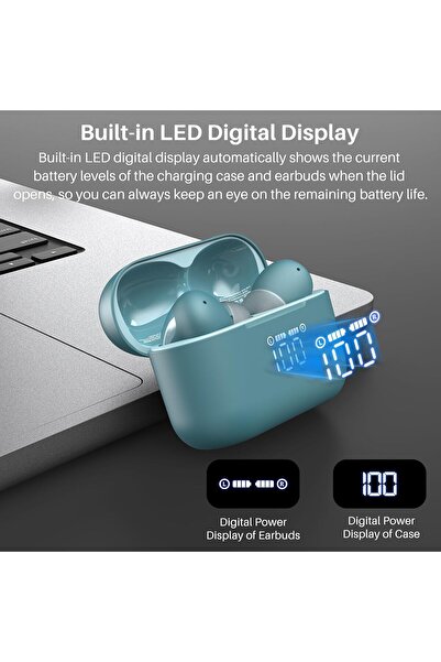 TOZO سماعات أذن T20 لاسلكية بتقنية البلوتوث 5.3 مع وقت تشغيل 48.5 وشاشة رقمية LED وتصميم مقاوم للماء IPX8