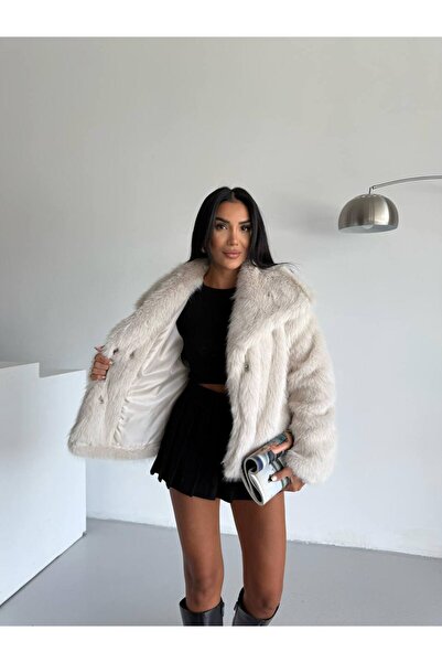 VESS MODA Dámský kožich Lolita s dvojitými kapsami na patentky