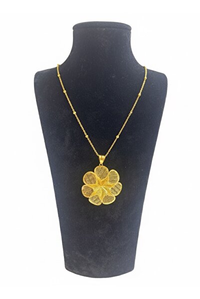 NYR Gold Silver 925 Ayar Gümüş Üzeri 22 Ayar Altın Kaplama Çiçek Kolye (Kadın...