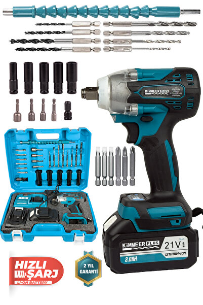 KİMMEER PLUS 58vf profesyonel somun sökme şarjlı darbeli matkap vidalama set