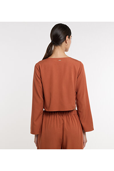 BCBG BROWN-WOMEN-WOVEN BLOUSE