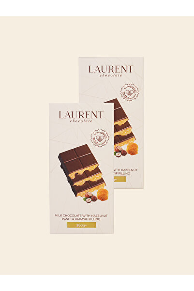 LAURENT CHOCOLATE Kadayıf Fındık Dolgulu Sütlü Tablet Çikolata 200 g x 2 Adet