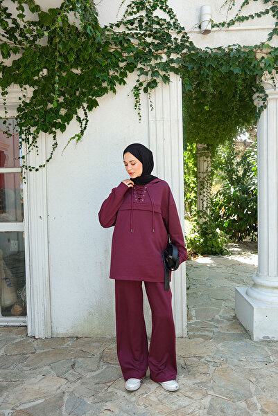 LOCCO Kadın Kordonlu Takım Bordo