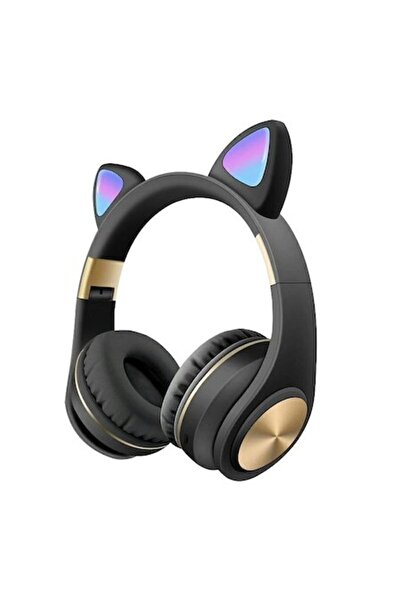 Bibilel Ασύρματα ακουστικά με αυτιά γάτας, Bluetooth 5.0, μαύρο και χρυσό, AT...