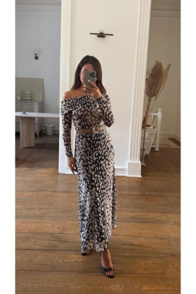 Fistan Byn Melisa Desenli Mesh Etek