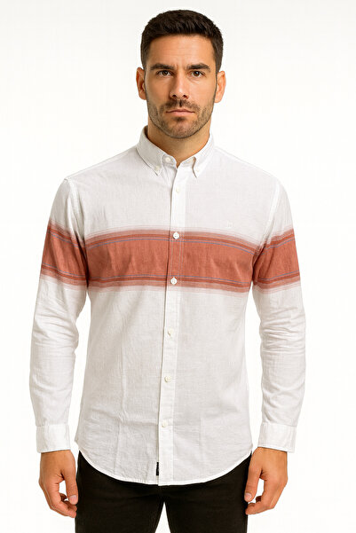 Madalyon Red White Sports Slim Fit Shirt