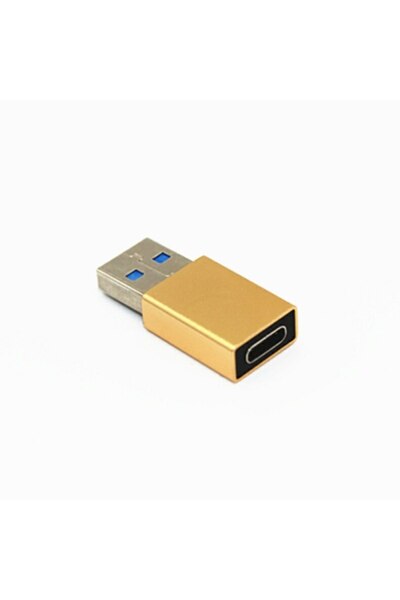 OEM Adaptor Auriu USB-C la USB-A pentru transfer rapid de date, cu conector mama la tata