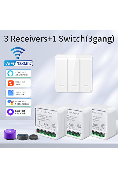 Choice9 مفتاح إضاءة ذكي لاسلكي بتقنية واي فاي من تويا، يعمل بتردد 433 ميجاهرت...