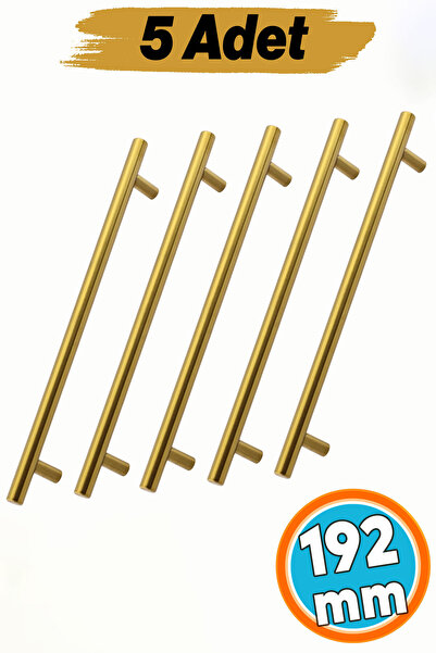 NZB Mobilya Kulp Mutfak Çekmece Dolap Dolabı Kapak Kulpları Kulbu Gold 192 mm 19.2 cm Altın Metal 5 Adet