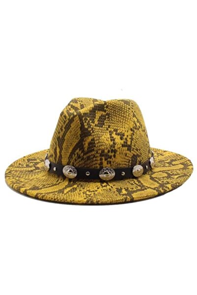 Pursehuit Hat, yellow, snakeskin print, Jannie