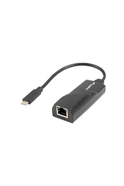 OEM Adaptor LAN Gigabit Lanberg USB 3.1 Tip C la RJ45 Ethernet 1000Mbps, 15 cm, Negru