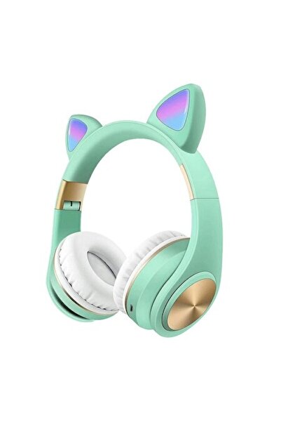 Bibilel Wireless Headphones with Cat Ears, Bluetooth 5.0, Mint Green, ATX-BBL3073