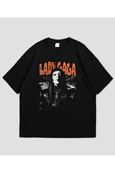 SVART WEAR ليدي غاغا - تي شيرت كبير الحجم للجنسين