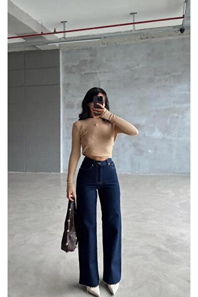 OurStyles NEW SEASON YÜKSEKBEL WİDE LEG PALAZZO KADIN JEAN PANTOLON