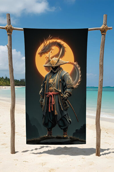 BETHA Cotton Beach Towel - Samurai Design - 75X150 cm