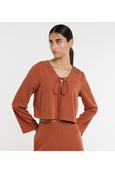 BCBG BROWN-WOMEN-WOVEN BLOUSE