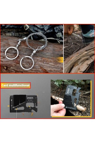 SELEXMO SELEXMO 19 in 1 Survival Kit, Knife/Compass/Flashlight/Whistle/Straps/Paracord, for Camping