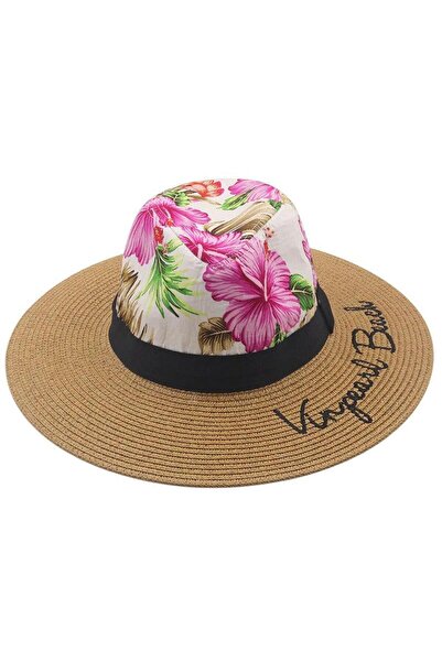 Pursehuit Pălărie de damă, maro, de vară, cu imprimeu floral, Thelia