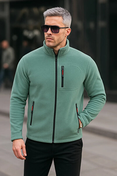 COMBİNE MİCHAİL Men's Zippered Winter Loose Fleece Jacket