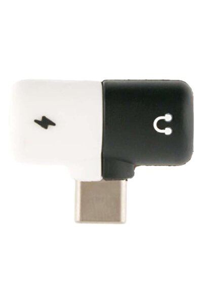 OEM Adaptor USB tip C 2 în 1 alb-negru: Căști și încărcător cu splitter