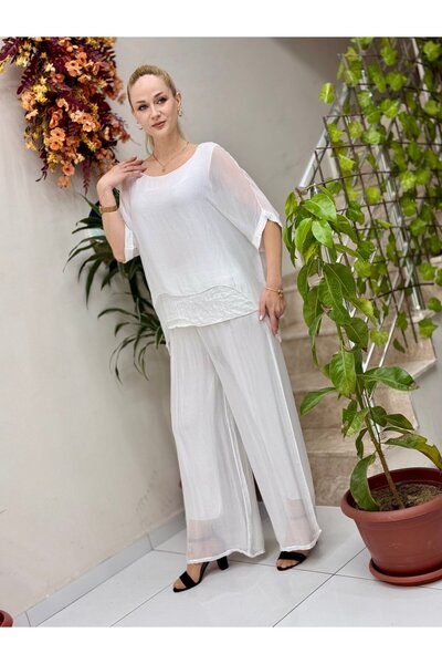 Punta Otantik Nc6641 Italian Pulpayet Silk Suit White