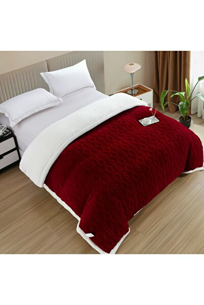 CHIRASO Cocolino Blanket with Fur Inside, Embossed Knitted Pattern, 200x230cm Soft and Warm