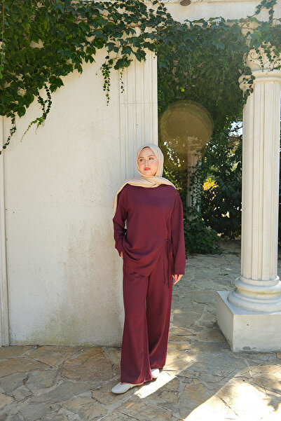 LOCCO Women's Side Tie Suit Burgundy