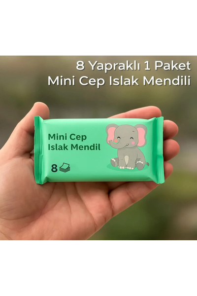 MİMOZA PARK 1 Paket 8 Yapraklı Mini Cep Islak Mendili | Yeşil