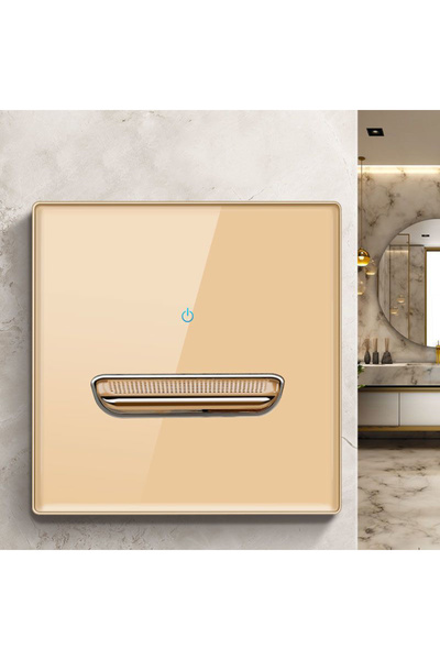Choice8 مفتاح إضاءة جداري ذهبي أحادي الاتجاه، زر ضغط مطلي بالكروم، لوحة زجاجي...
