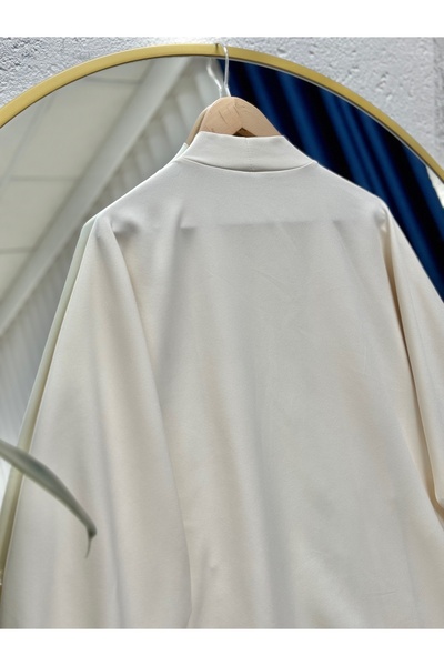 MİHRA STORE Rana Pocket Detail Atlas Cardigan-As02423 Cream