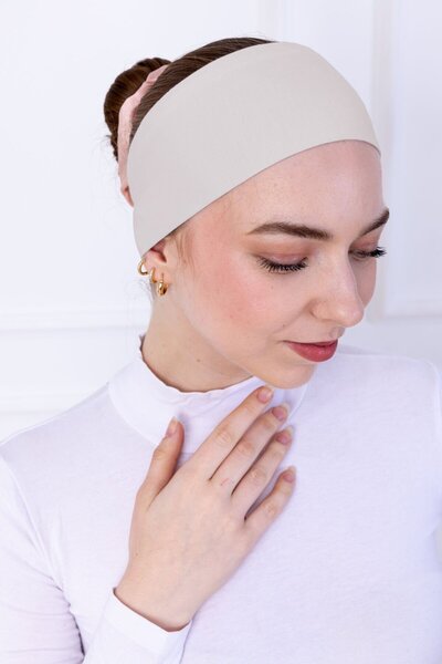 Loggia بونيه باندانا من السيليكون المقاوم للانزلاق - رباط شعر رياضي - بيج فاتح