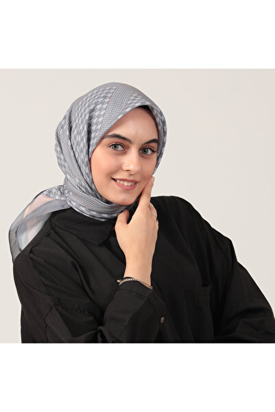 ipekistanbul Eșarfă din mătase de bumbac - Model cu picături de găină - Gri Somon