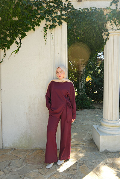 LOCCO Women's Side Tie Suit Burgundy