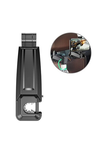 OEM Premium multifunctional car holder for phone, table adjustable headrest, 360-degree rotation - Black