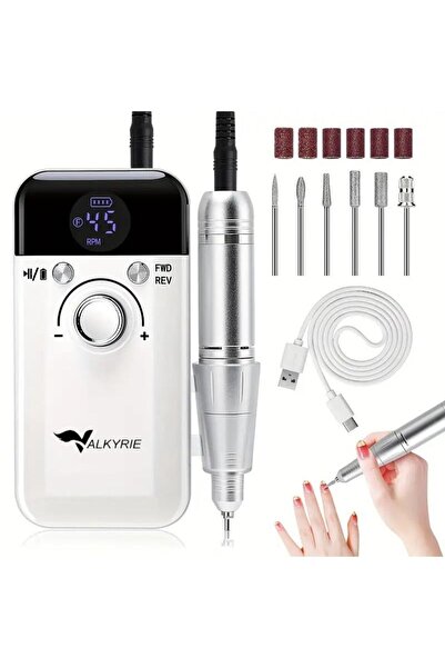 valkyrie Profesyonel Şarjlı Tırnak Frezesi 45.000 RPM, LCD, 2000 mAh Taşınabi...