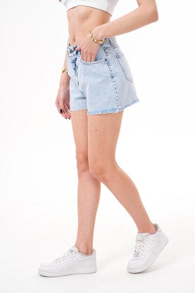 ŞİMAL Women's Tassel Detailed Denim Shorts 250457 -