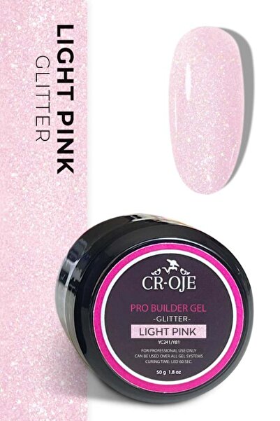 CROJE KALICI OJE (Orta Akışkan Kıvam) Pro Builder Gel (Glitter Light Pink) 50 gr