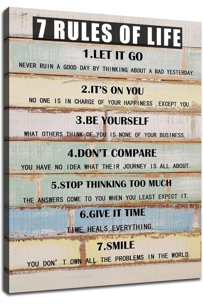 Emoda home Trove ديكور جداري من قماش ALAYRA ملهم - 7 قواعد للحياة 45.7 × 61 سم للمنزل والمكتب