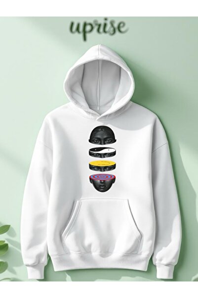 Vordevia Hanorac Design cu imprimeu Cotton 3 Thread O supradimensionat