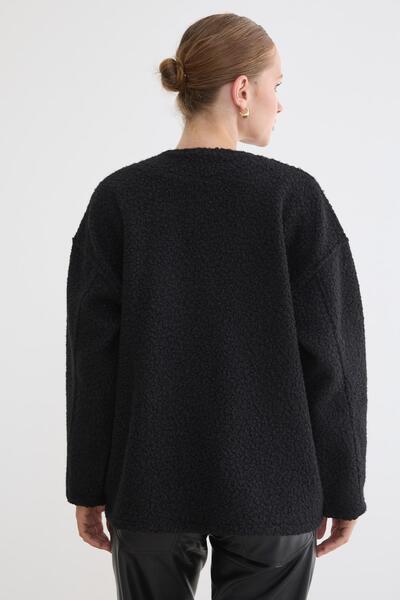 LEVURE Ön Düğmeli Cep Detaylı Mont SİYAH