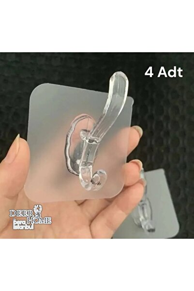 4Pcs Super Strong Transparent Bathroom Kitchen Hook Frame Hanger Self Adhesive Transparent Adhesive