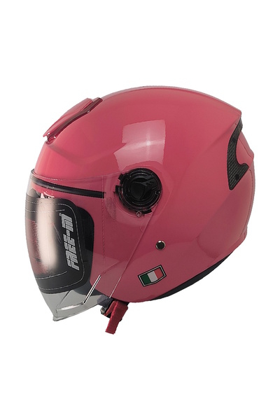 Kask FR-618 Yarım Motosiklet Kaskı Pembe (Güneş Gözlüklü)
