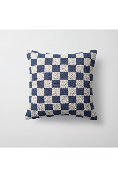 Fineroom Living " Mojo " - Linen Checkered Patterned Throw Pillow 45X45Cm (Includes Ic Pillow)