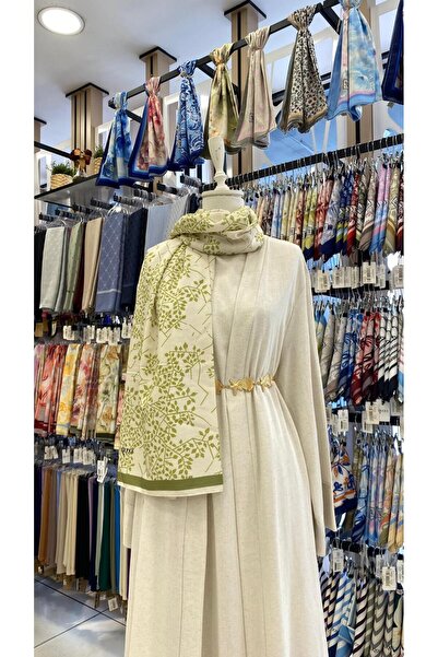 KUQOS Çizgi Çiçek Desenli Şal