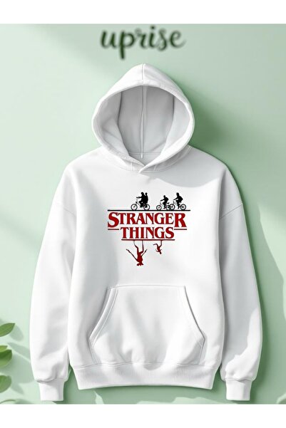 Vordevia Stranger Things Принтирана памучна 3-слойна суитшърт с голям размер