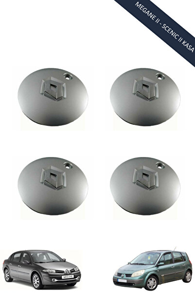 MEFAUTO Renault Megane 2 - Scenıc 2 Kasa Uyumlu Çelik Jant Arması Göbeği 4 Adet Takım