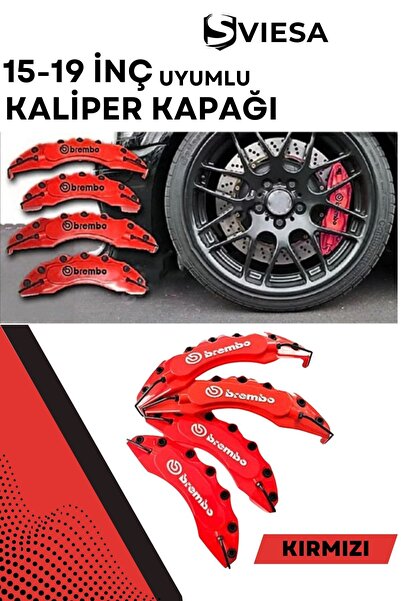 Sviesa Kırmızı Kaliper Kapağı Seti (4'lü) – Yağ Hortumlu Sportif Görünümlü Ka...