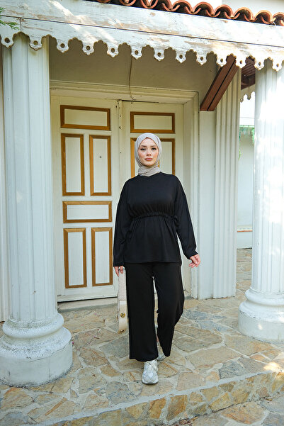 LOCCO Set dublu pentru femei cu detaliu de legare în talie, negru